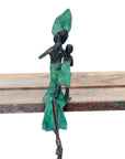 Bronze assis 25 cm turquoise n°11 Bronzes d'Afrique