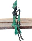 Bronze assis 25 cm turquoise n°11 Bronzes d'Afrique