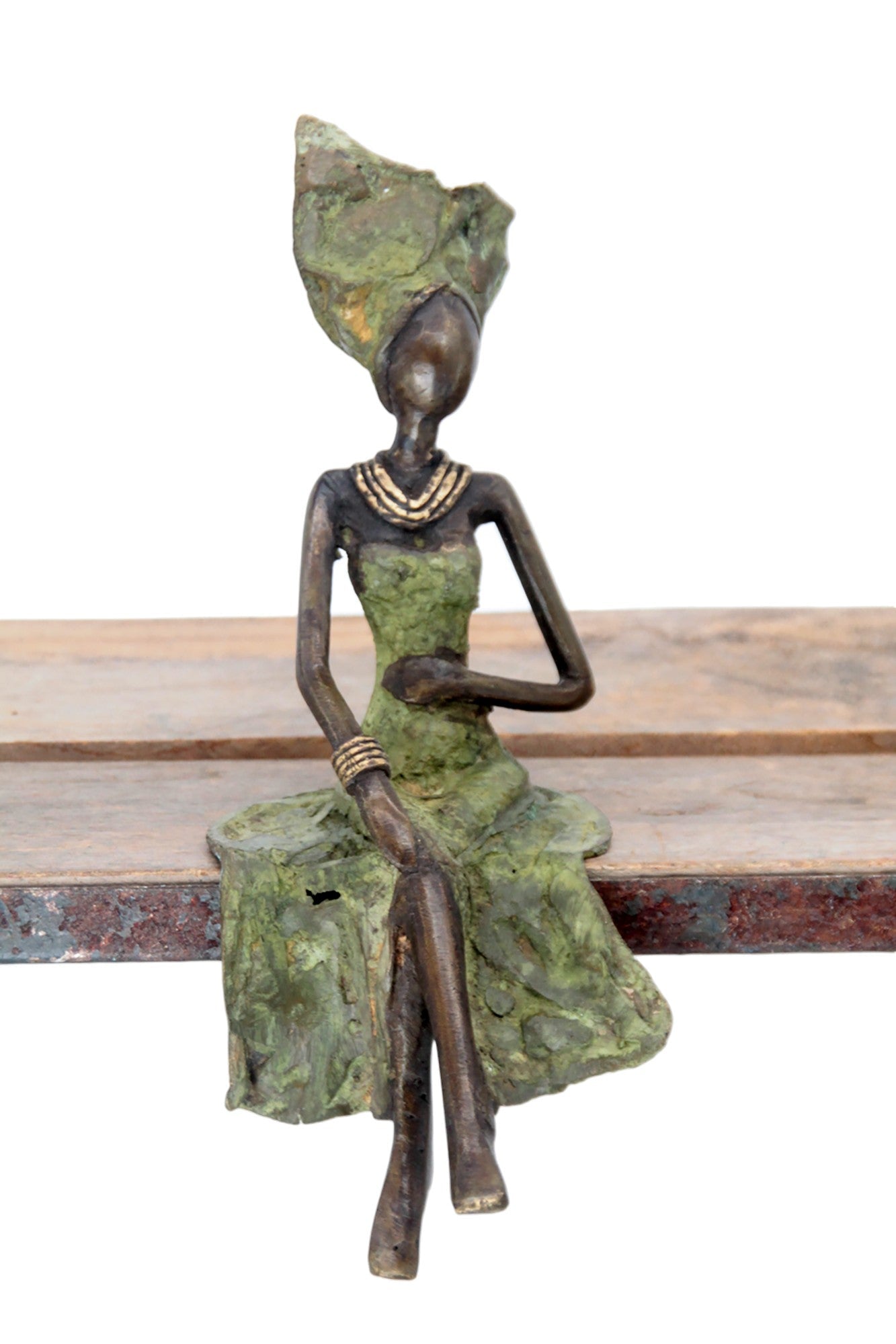 Bronze assis 25 cm vert n°23 Bronzes d'Afrique