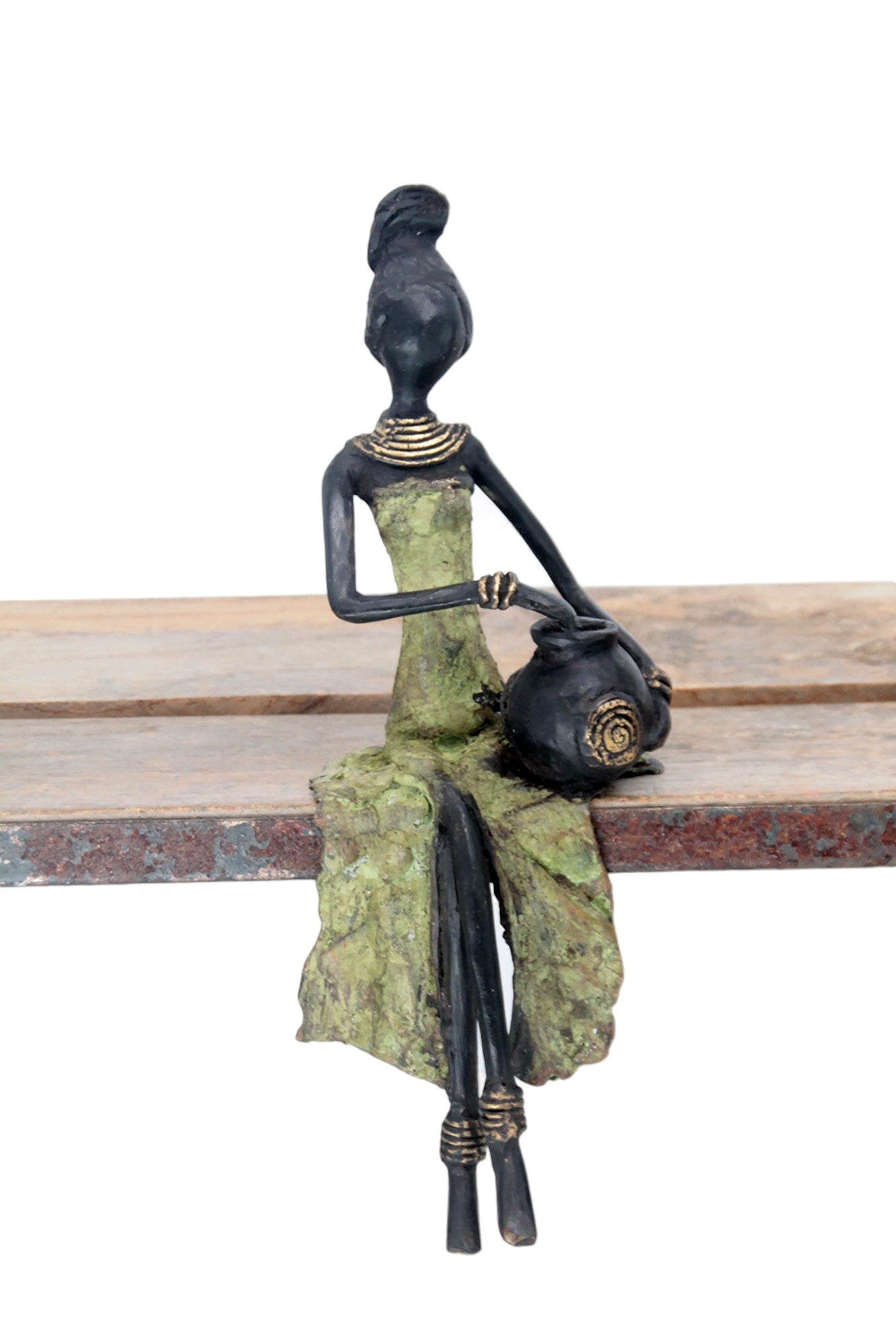 Bronze assis 25 cm vert n°24 Bronzes d'Afrique