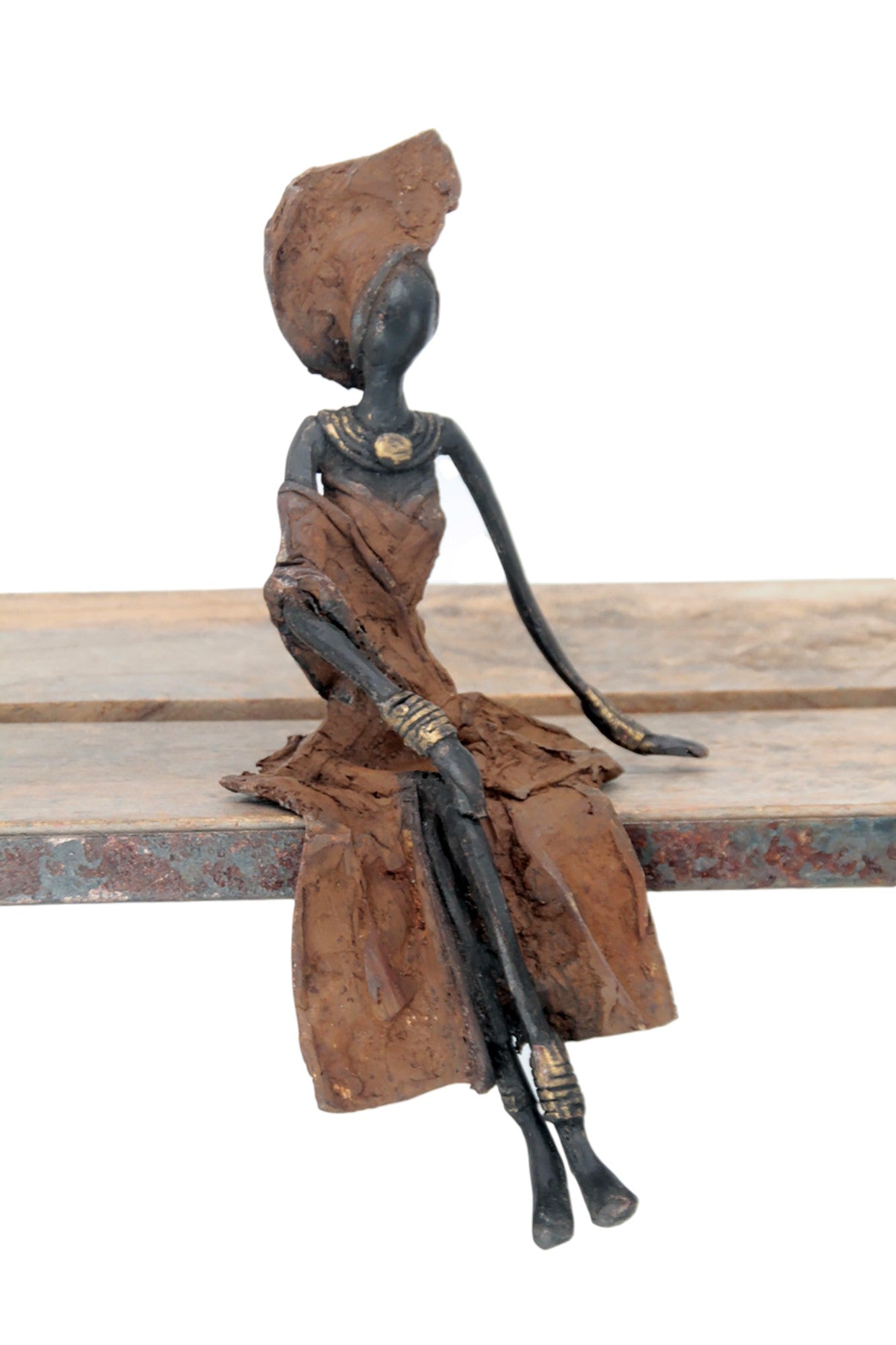 Bronze assis 25 cm marron n°23 Bronzes d'Afrique