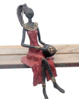 Bronze assis 35 cm rouge n°2 Bronzes d'Afrique