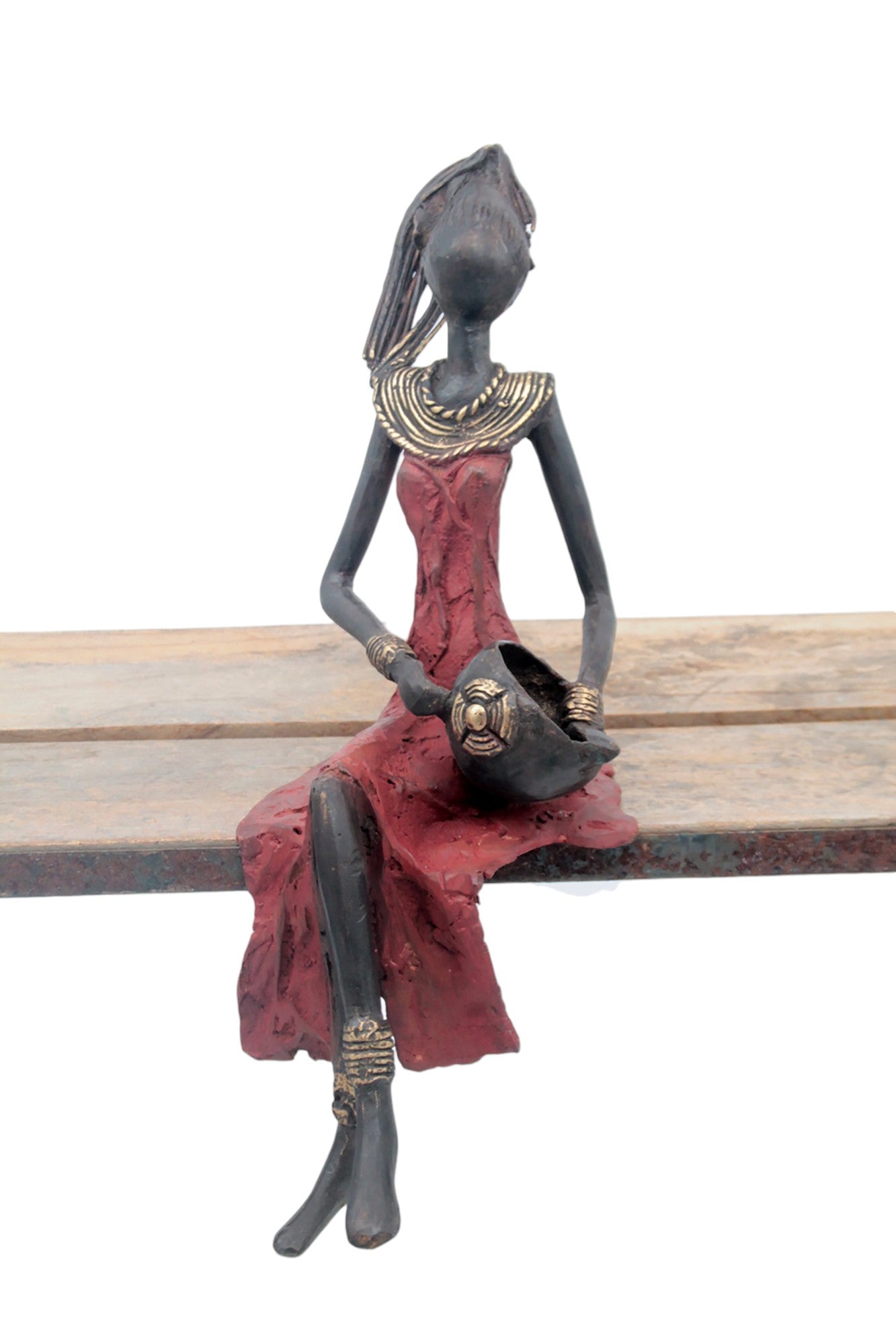 Bronze assis 35 cm rouge n°2 Bronzes d'Afrique