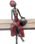 Bronze assis 35 cm rouge n°5 Bronzes d'Afrique