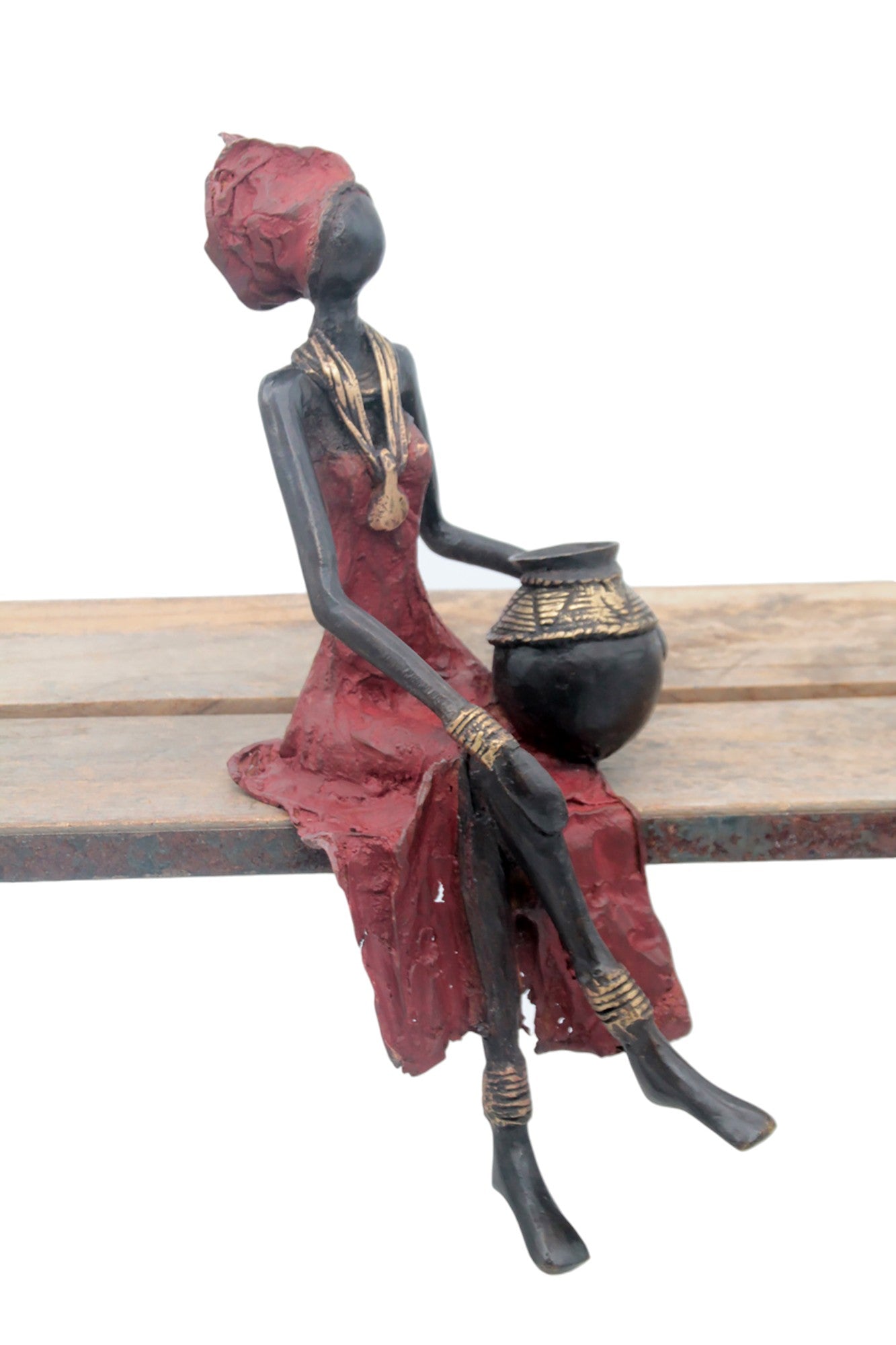 Bronze assis 35 cm rouge n°5 Bronzes d'Afrique