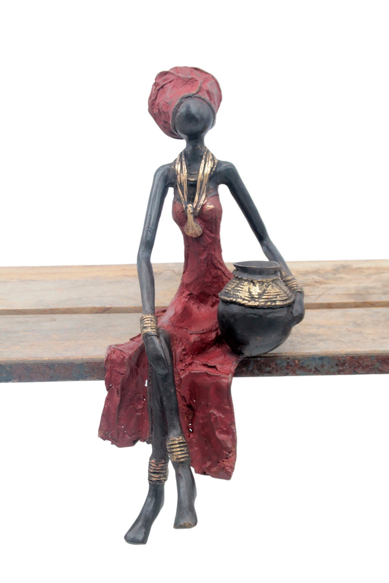 Bronze assis 35 cm rouge n°5 Bronzes d'Afrique
