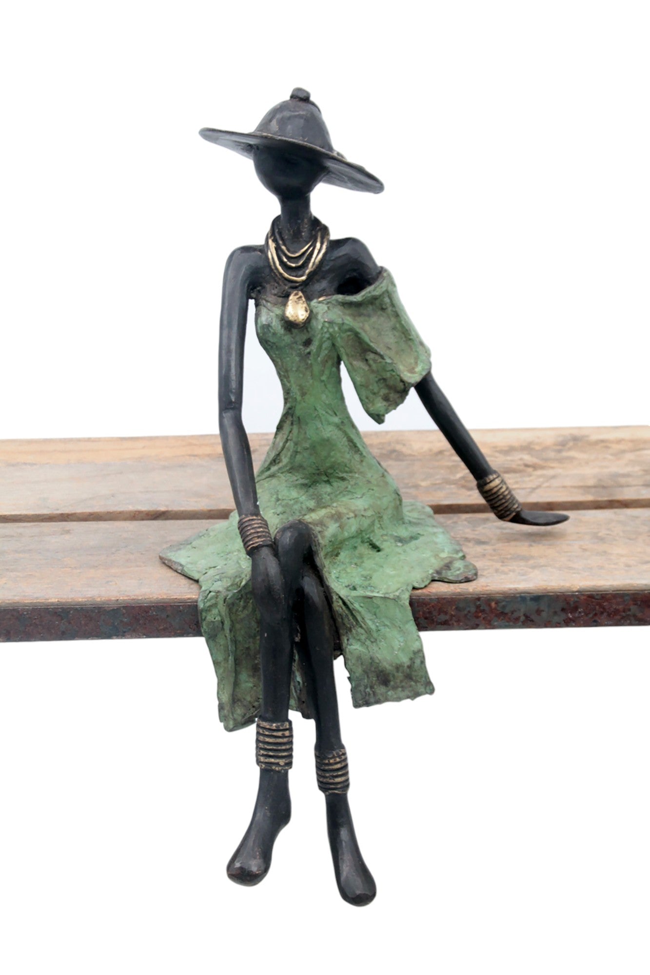 Bronze assis 35 cm vert n°3 Bronzes d'Afrique