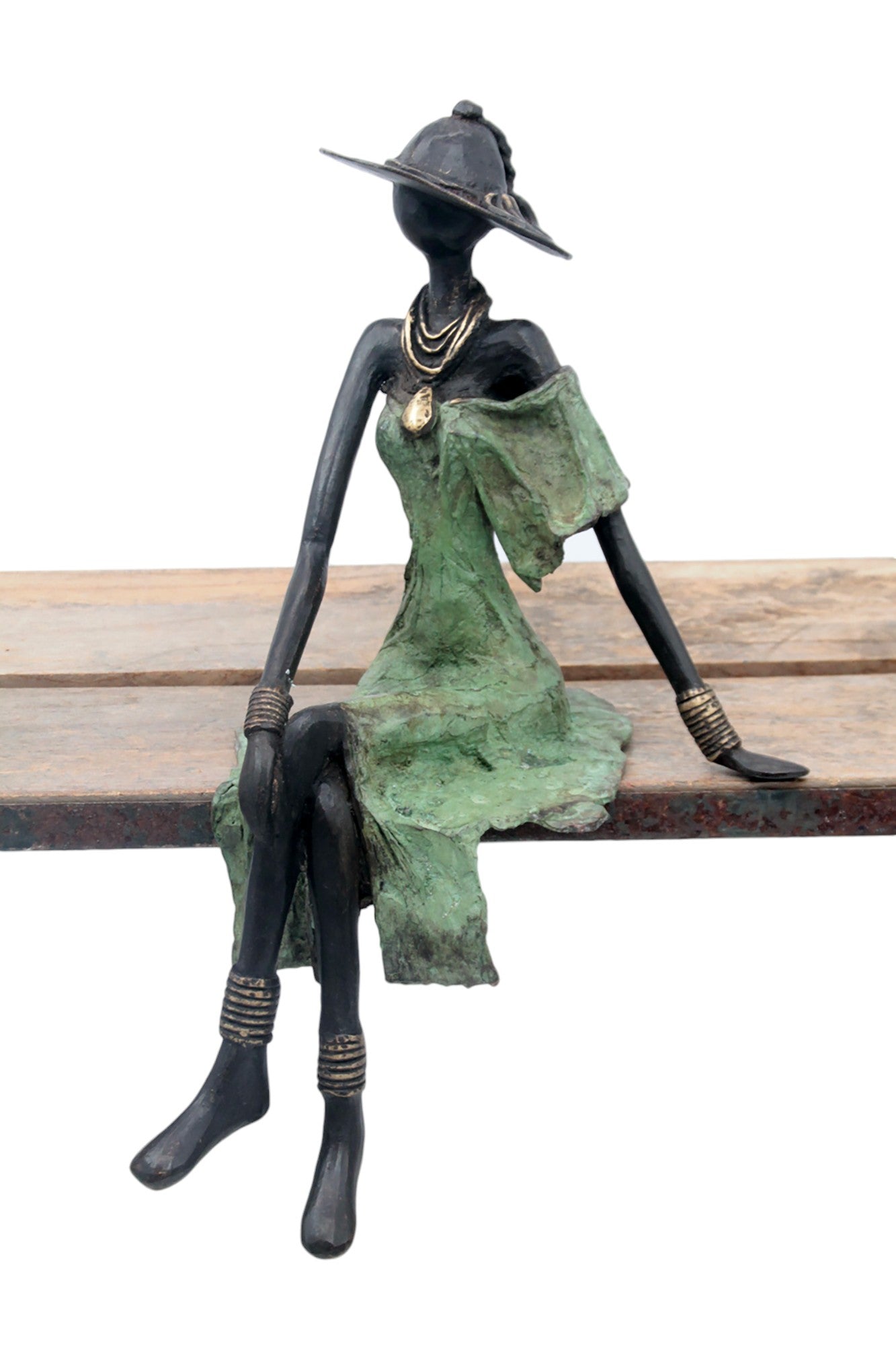 Bronze assis 35 cm vert n°3 Bronzes d'Afrique