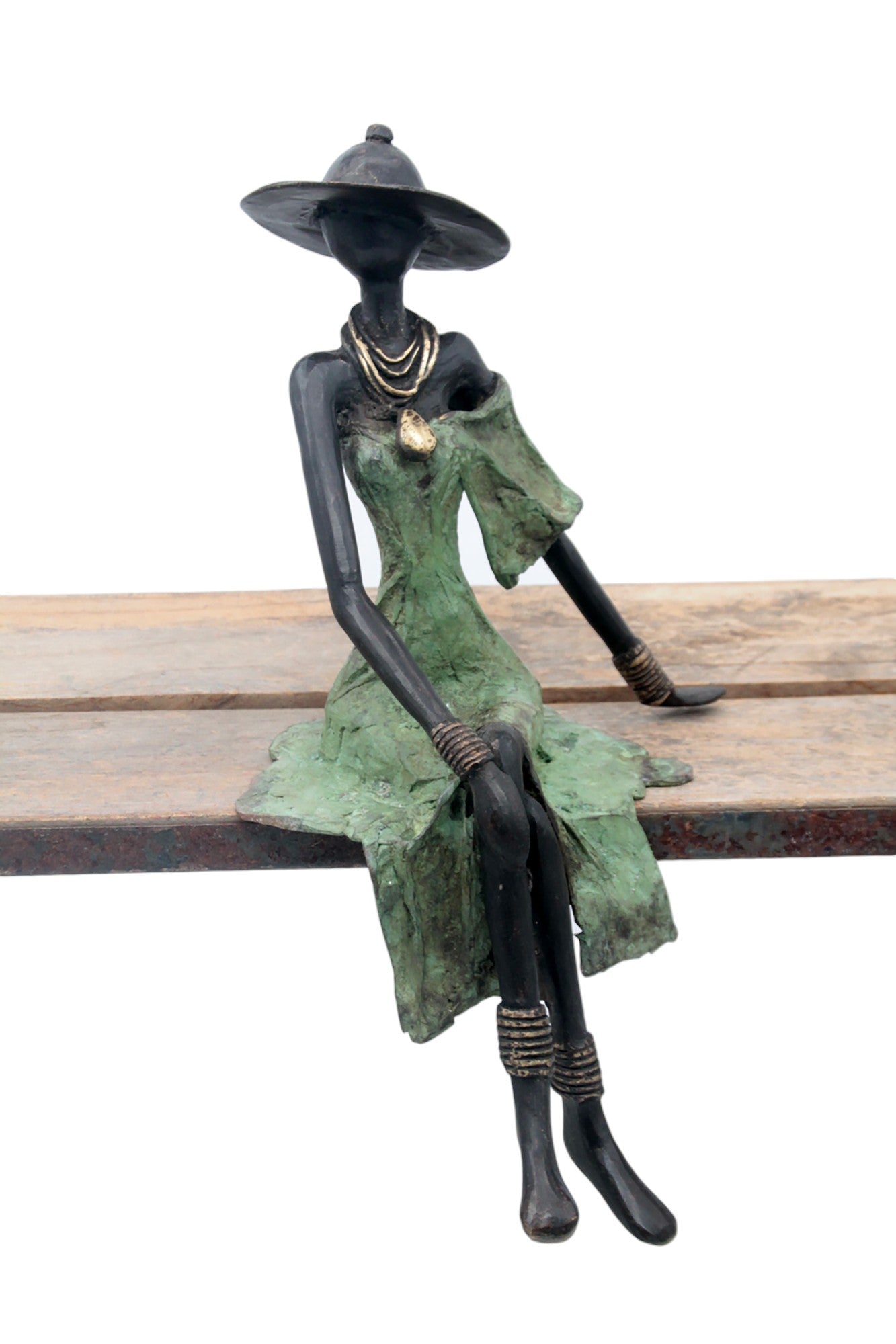 Bronze assis 35 cm vert n°3 Bronzes d'Afrique