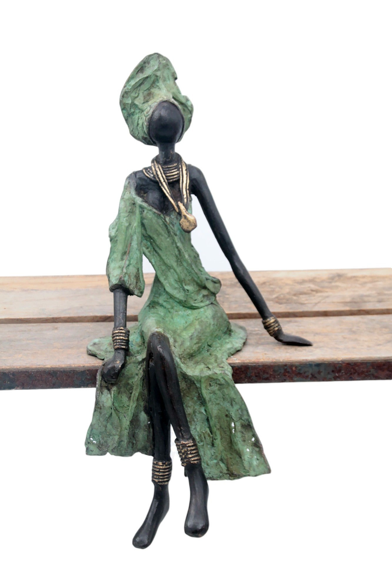 Bronze assis 35 cm vert n°6 Bronzes d'Afrique