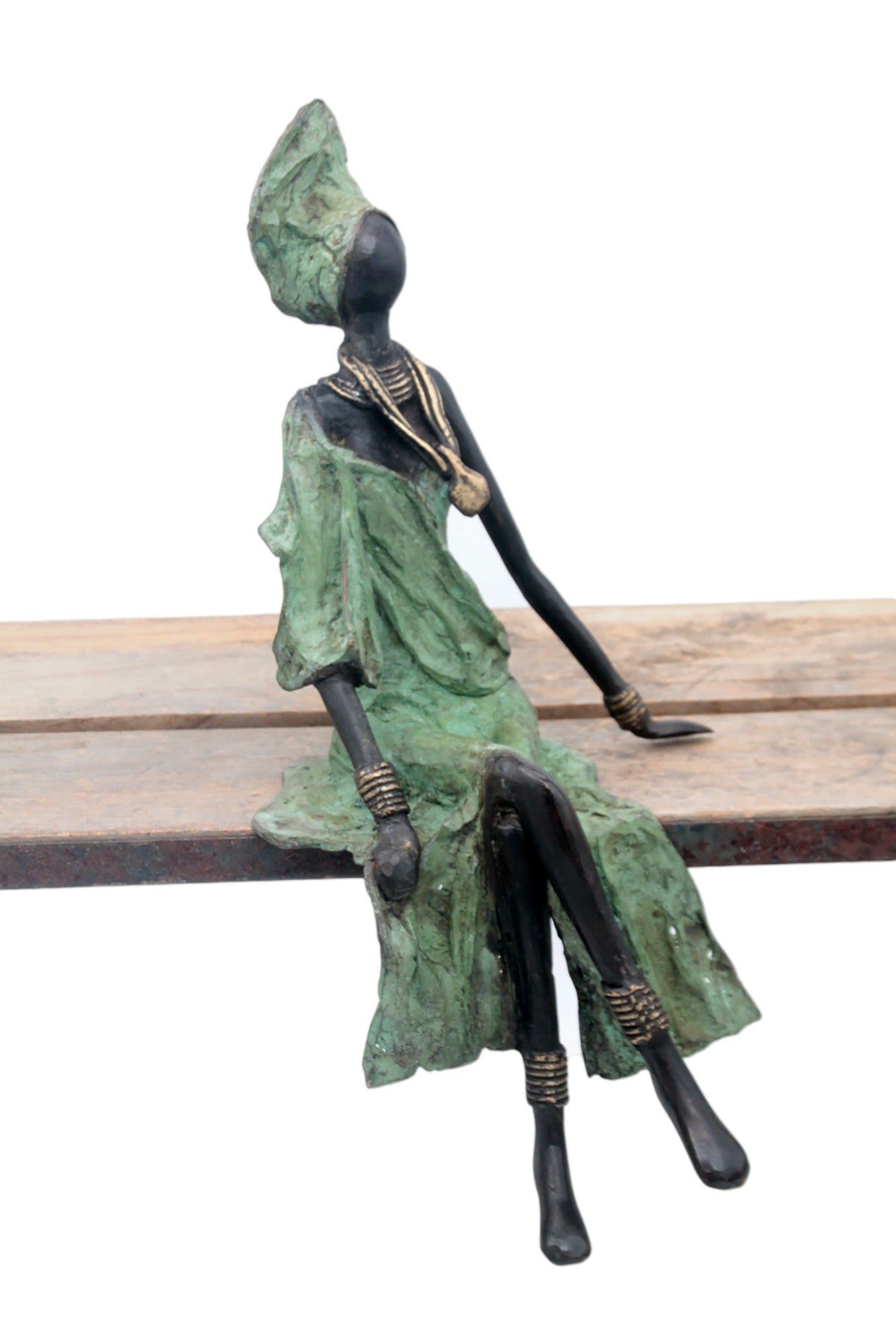 Bronze assis 35 cm vert n°6 Bronzes d'Afrique