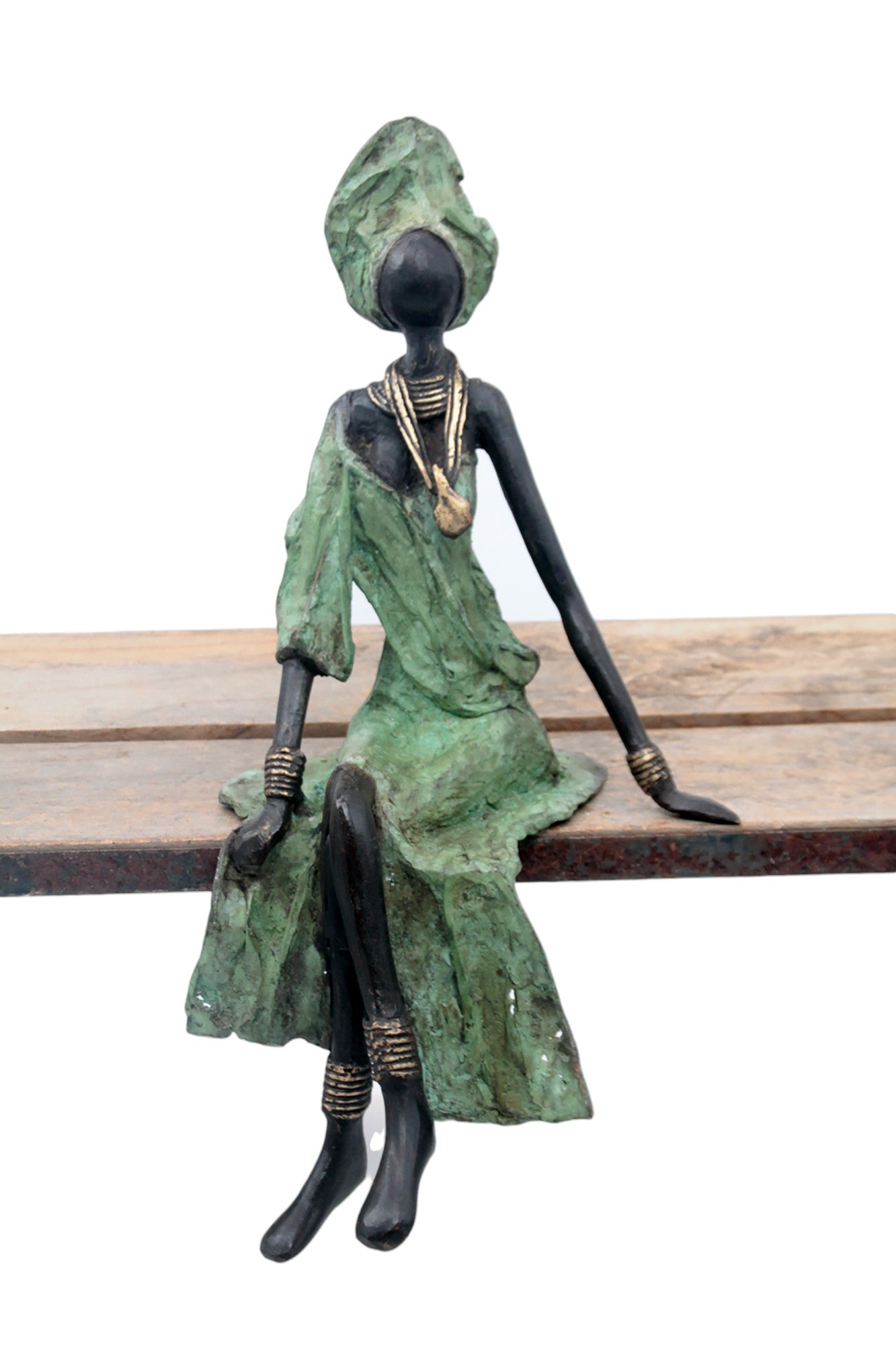 Bronze assis 35 cm vert n°6 Bronzes d'Afrique