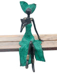 Bronze assis 35 cm turquoise n°1 Bronzes d'Afrique