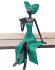 Bronze assis 35 cm turquoise n°1 Bronzes d'Afrique