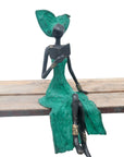 Bronze assis 35 cm turquoise n°1 Bronzes d'Afrique