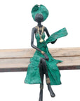 Bronze assis 35 cm turquoise n°2 Bronzes d'Afrique