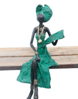 Bronze assis 35 cm turquoise n°2 Bronzes d'Afrique