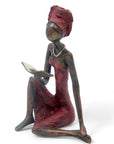 Bronze assis à poser 55 cm rouge n°1 Bronzes d'Afrique