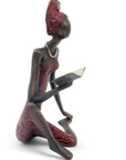 Bronze assis à poser 55 cm rouge n°1 Bronzes d'Afrique