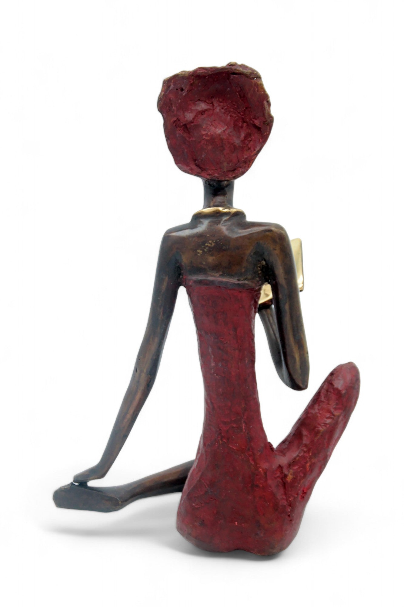Bronze assis à poser 55 cm rouge n°1 Bronzes d'Afrique