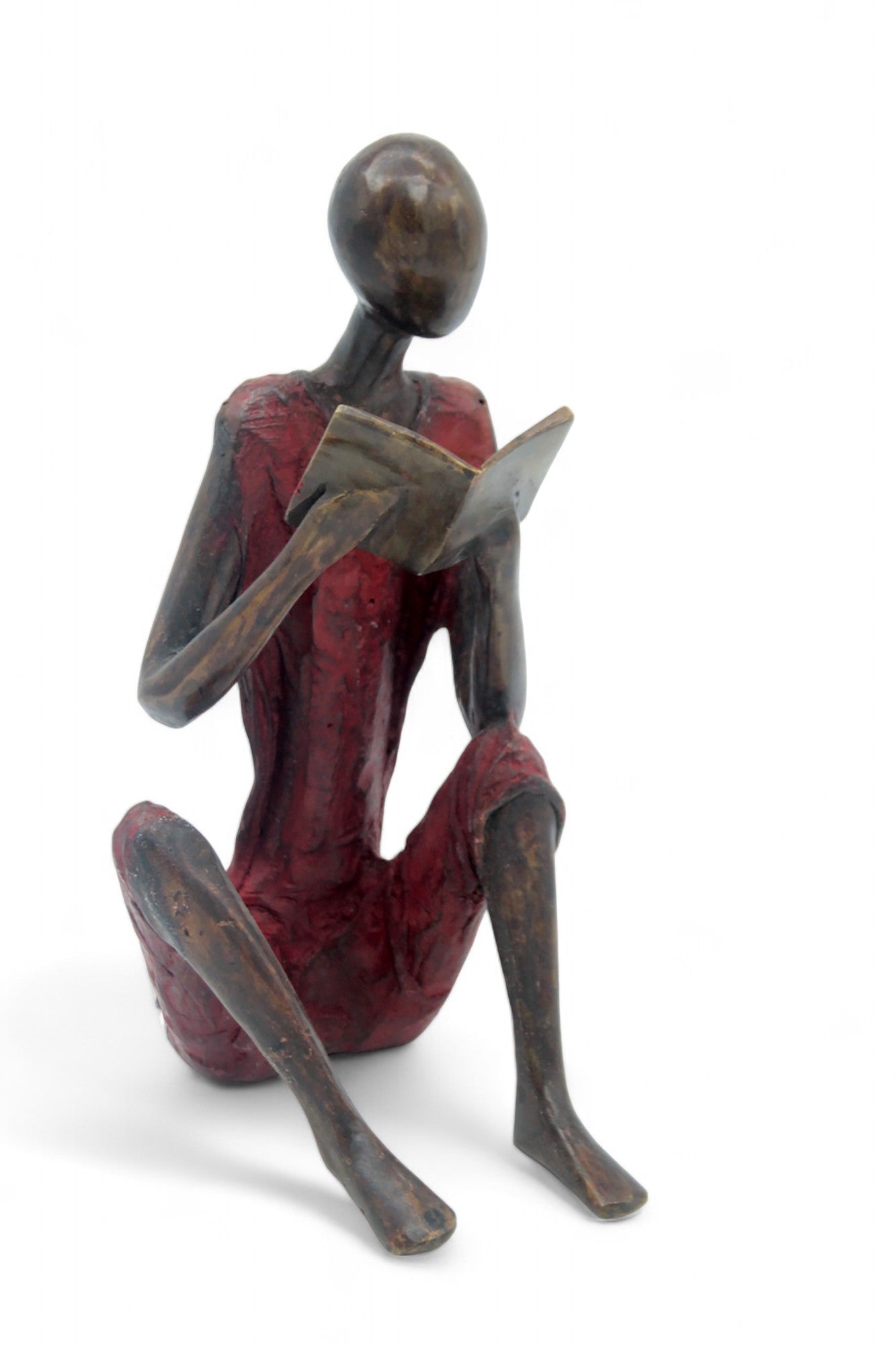 Bronze assis à poser 55 cm rouge n°2 Bronzes d'Afrique