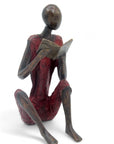 Bronze assis à poser 55 cm rouge n°2 Bronzes d'Afrique