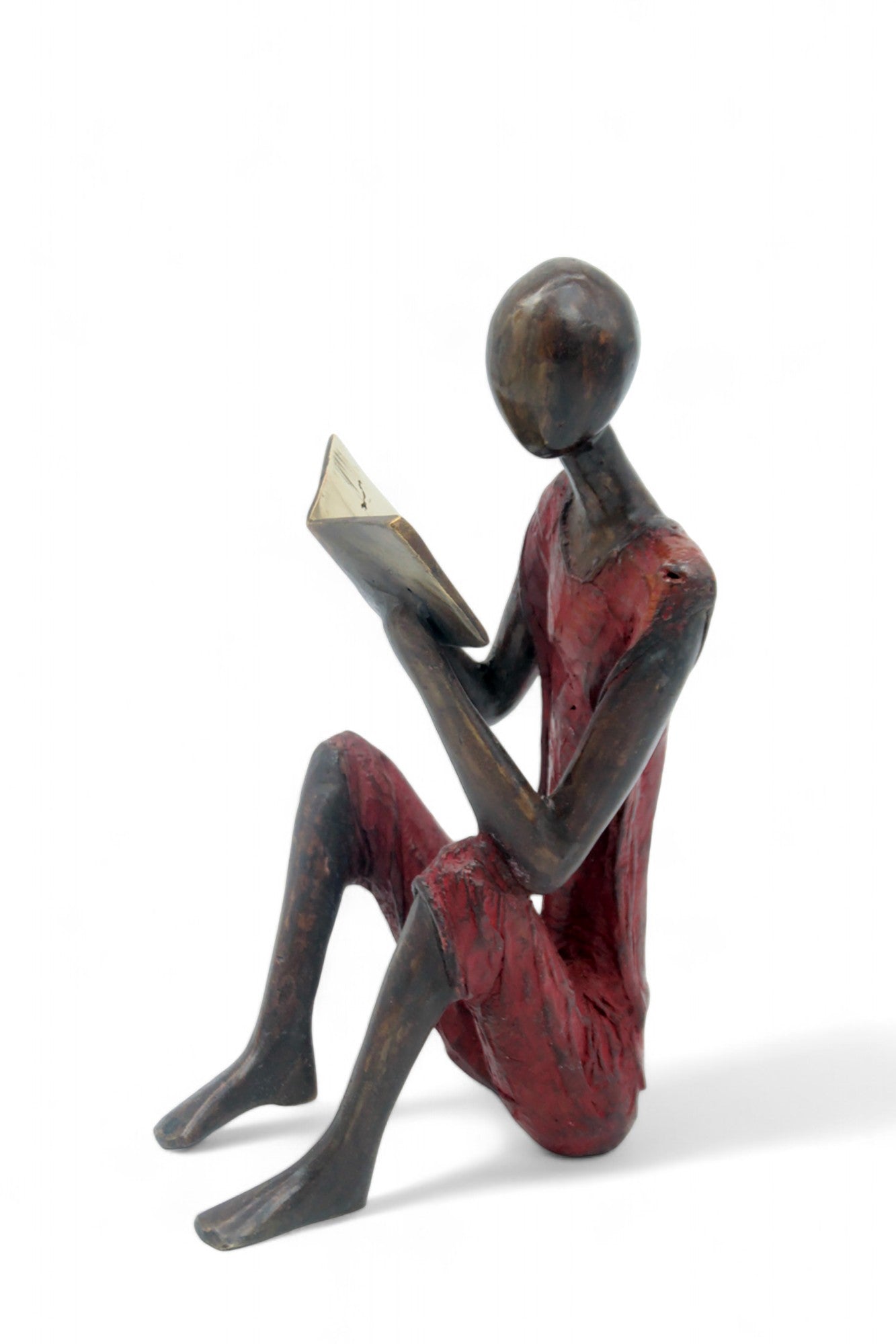 Bronze assis à poser 55 cm rouge n°2 Bronzes d'Afrique