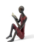Bronze assis à poser 55 cm rouge n°2 Bronzes d'Afrique