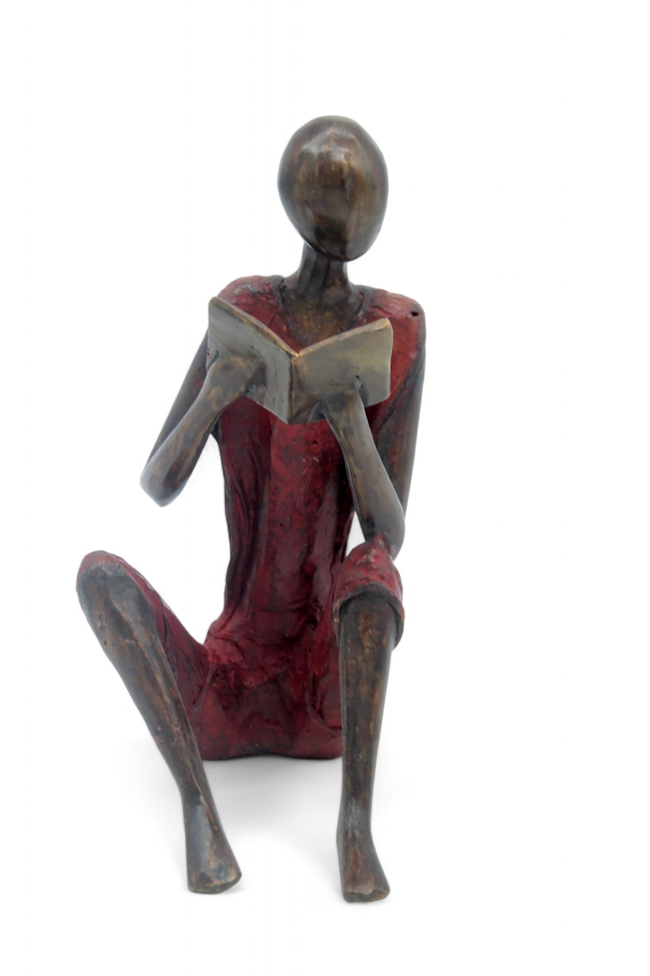 Bronze assis à poser 55 cm rouge n°2 Bronzes d'Afrique