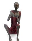 Bronze assis à poser 55 cm rouge n°2 Bronzes d'Afrique