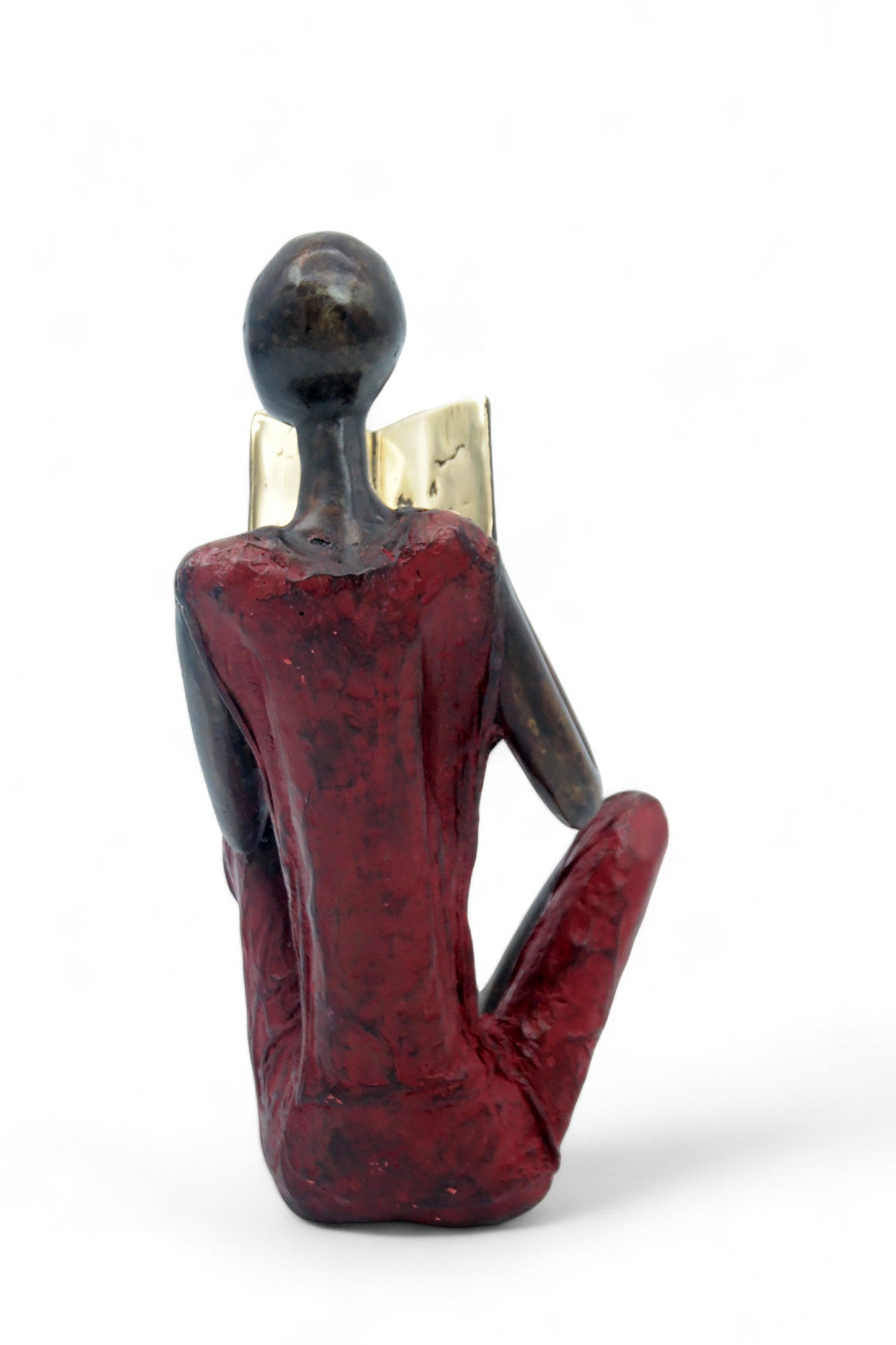 Bronze assis à poser 55 cm rouge n°2 Bronzes d'Afrique