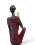 Bronze assis à poser 55 cm rouge n°2 Bronzes d'Afrique