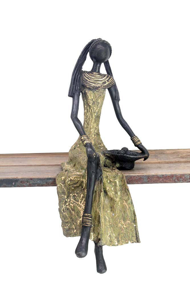 Bronze assis 40 cm vert n°7 Bronzes d'Afrique