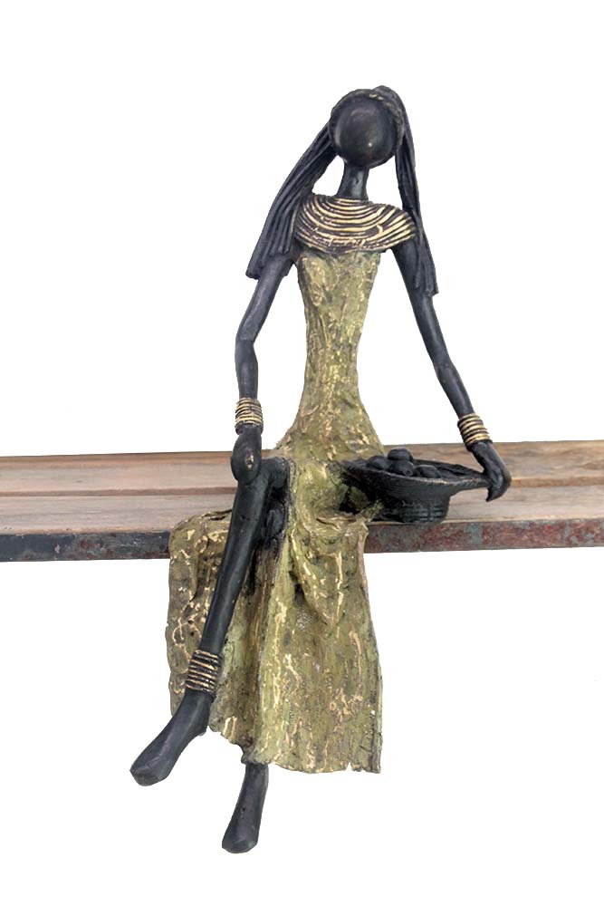 Bronze assis 40 cm vert n°7 Bronzes d'Afrique