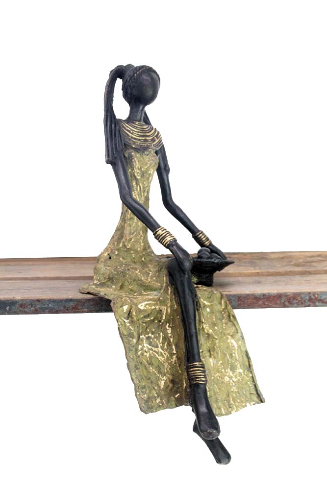 Bronze assis 40 cm vert n°7 Bronzes d'Afrique