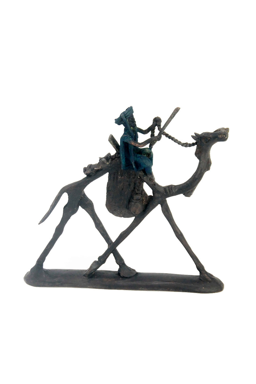 Chamelier 20 cm bleu n°1 Bronzes d'Afrique