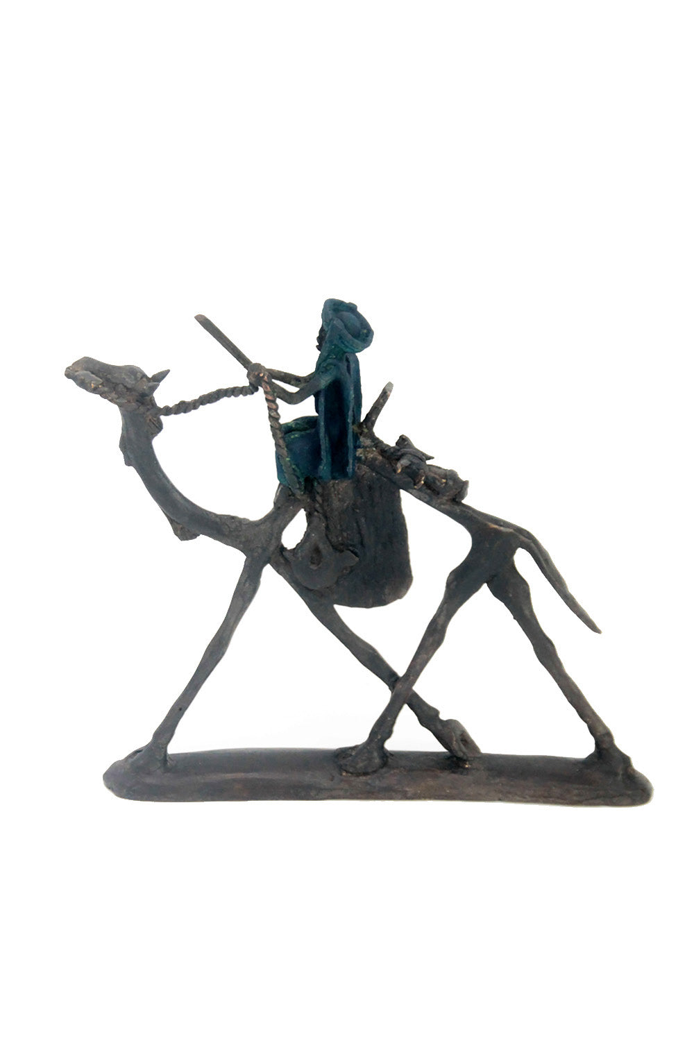 Chamelier 20 cm bleu n°1 Bronzes d'Afrique