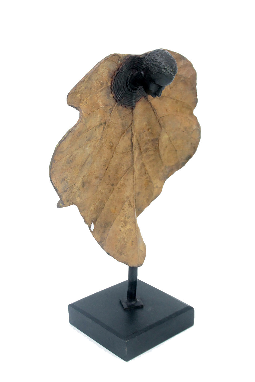 Bronze Feuille simple 45 cm vert n°3 Bronzes d'Afrique
