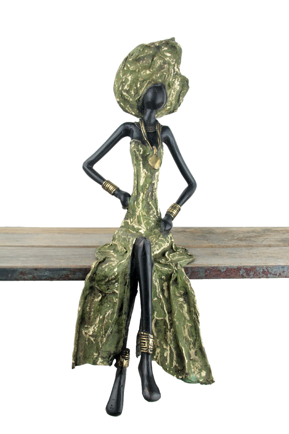 Bronze assis 40 cm vert n°1 Bronzes d'Afrique