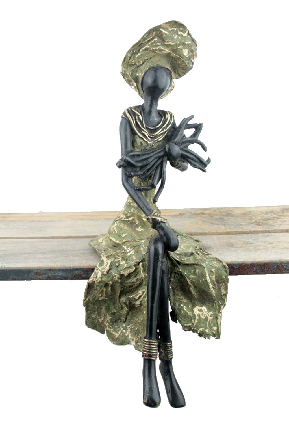 Bronze assis 40 cm vert n°3 Bronzes d'Afrique
