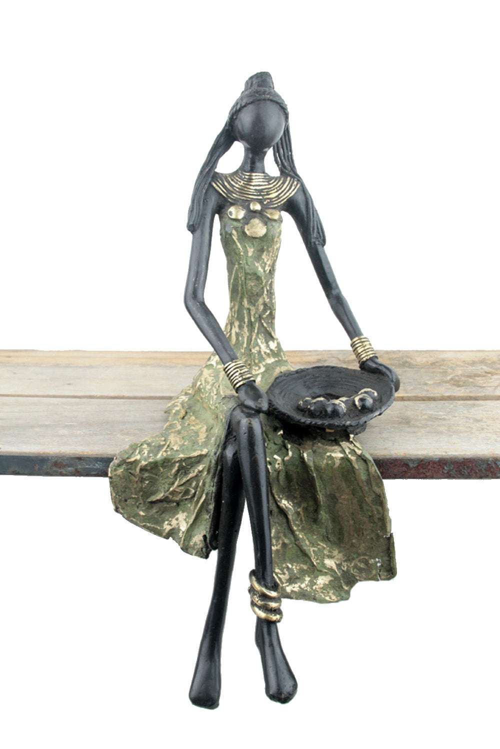 Bronze assis 40 cm vert n°5 Bronzes d'Afrique
