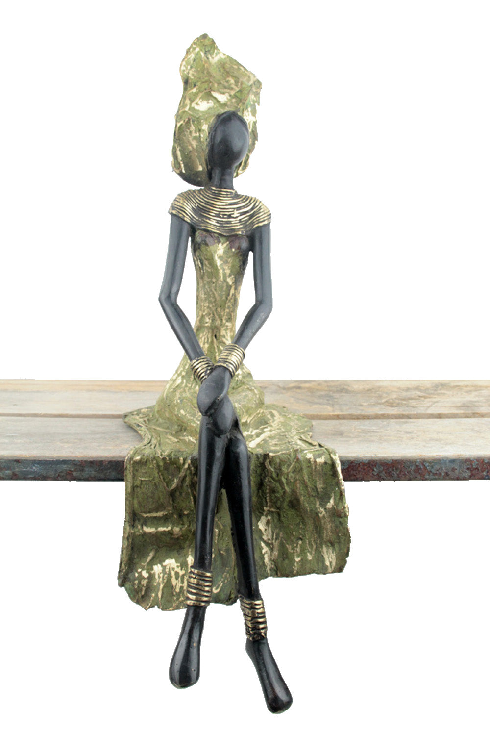 Bronze assis 40 cm vert n°9 Bronzes d'Afrique