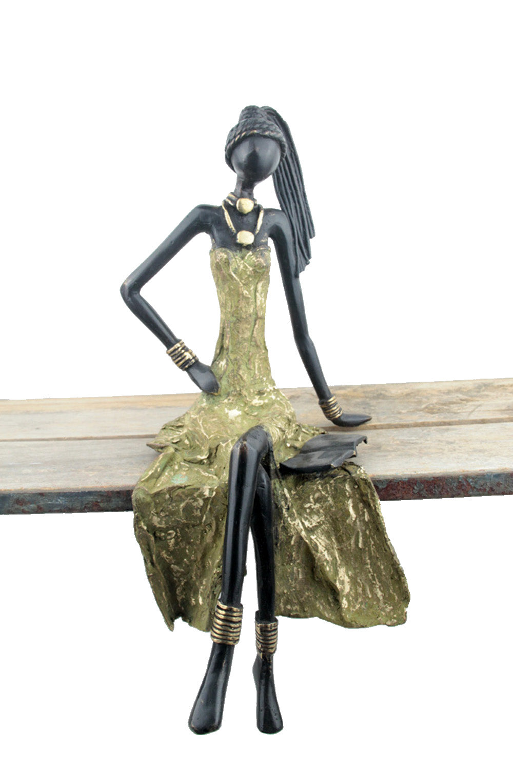 Bronze assis 40 cm vert n°10 Bronzes d'Afrique