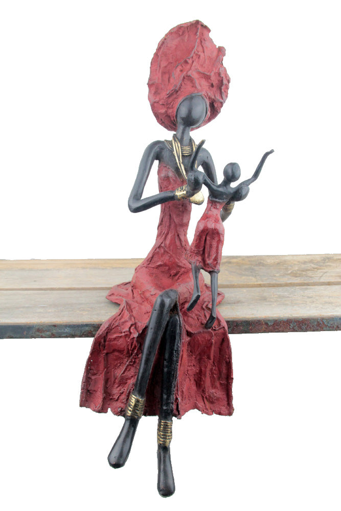 Bronze assis 40 cm rouge n°2 Bronzes d'Afrique