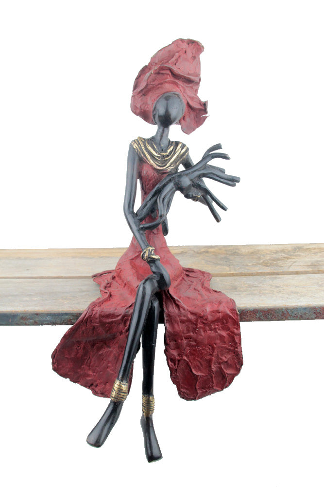 Bronze assis 40 cm rouge n°7 Bronzes d'Afrique