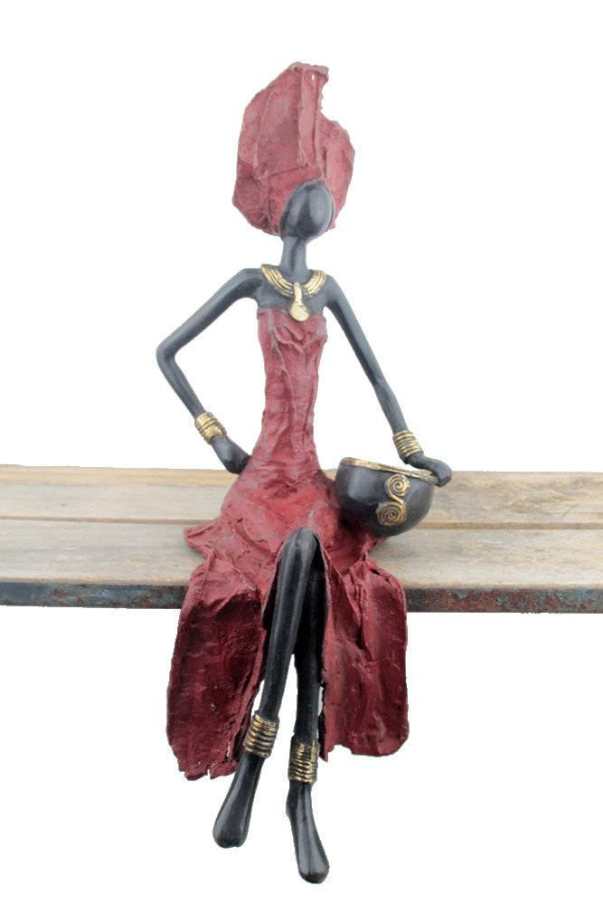 Bronze assis 40 cm rouge n°8 Bronzes d'Afrique