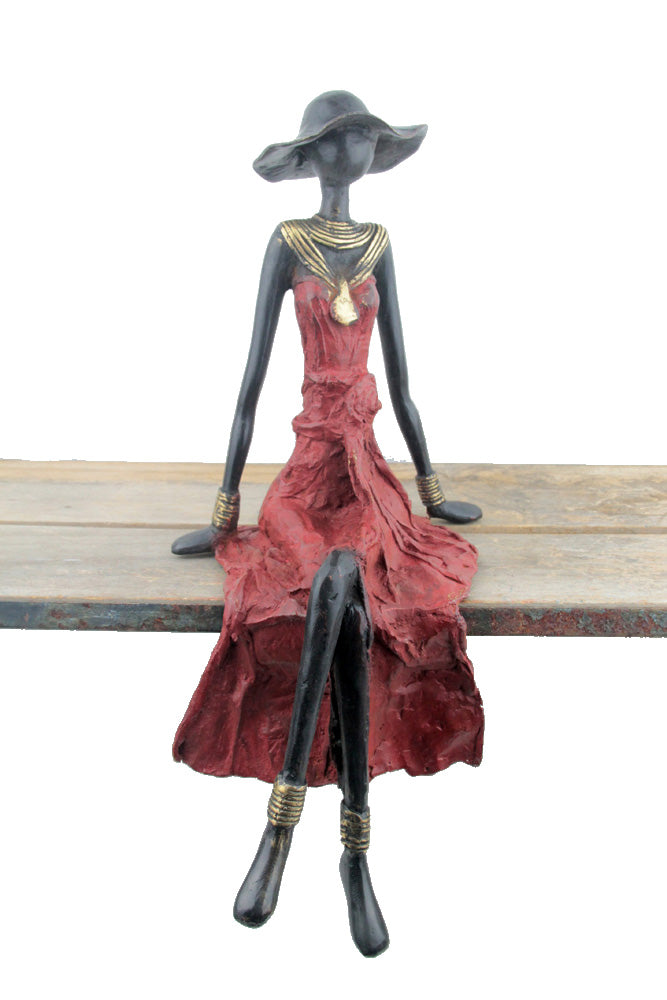 Bronze assis 40 cm rouge n°12 Bronzes d'Afrique