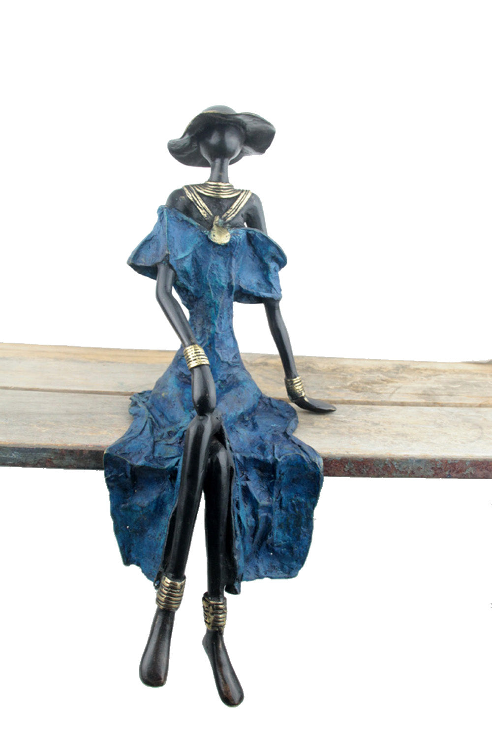 Bronze assis 40 cm bleu n°11 Bronzes d'Afrique