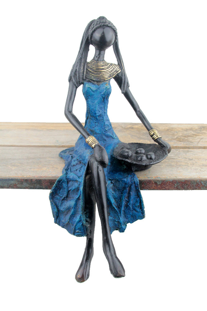 Bronze assis 35 cm bleu n°3 Bronzes d'Afrique
