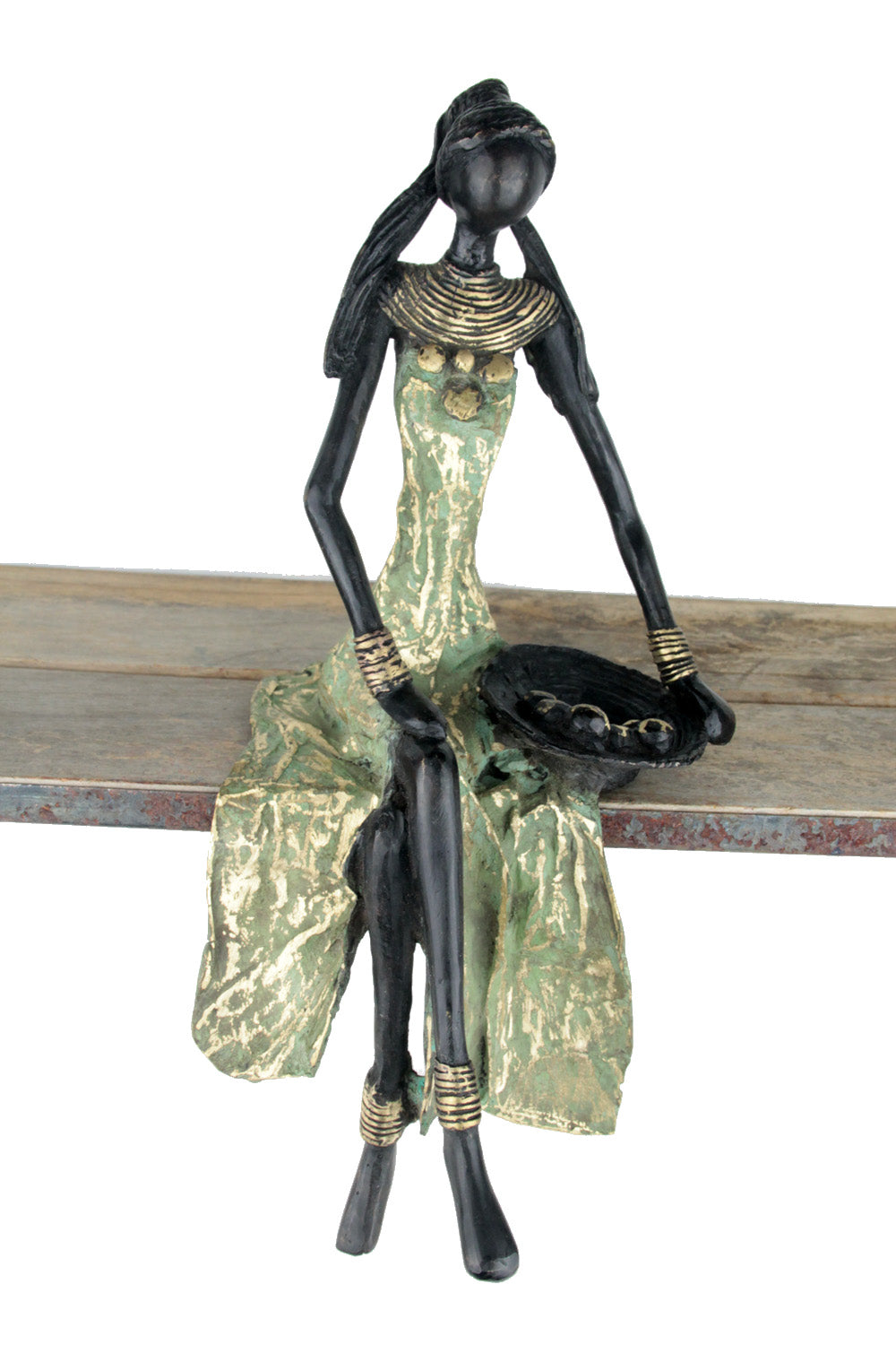 Bronze assis 40 cm vert n°6 Bronzes d'Afrique